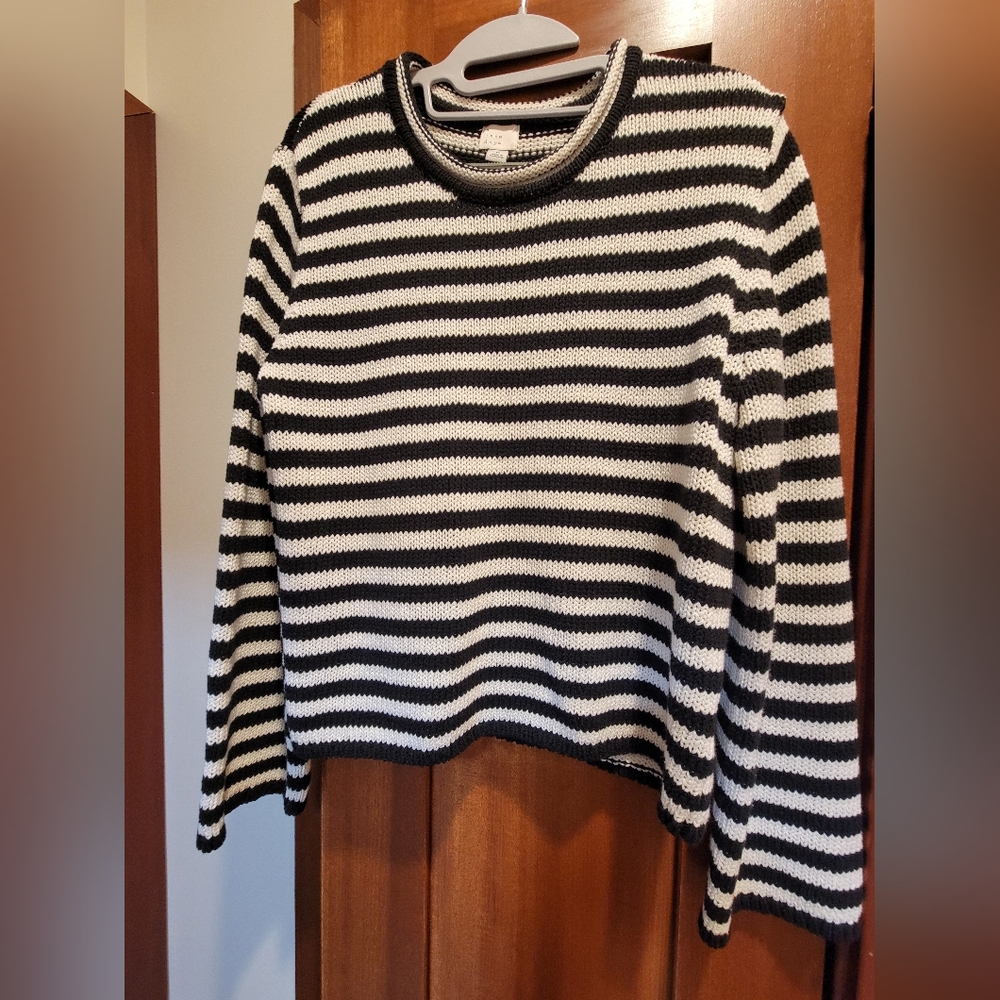 a new day Black and White Striped Sweater
